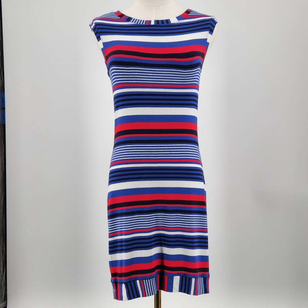 Trina Turk Sheath Natical USA Striped July 4th Sailor Girl Patriotic Beachy